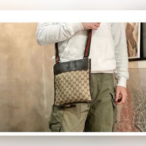Gucci‎ Beige/Brown GG Canvas and Leather Web Messenger Bag crossbody bag